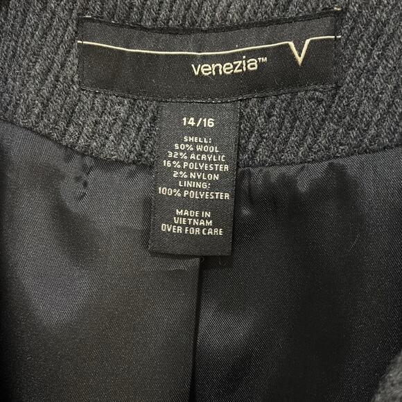 Venezia women’s wool blend double breasted lined coat size 14 / 16 black - Picture 4 of 8